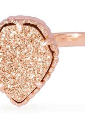 Rose Gold Druzy Teardrop Ring - Women Jewelry